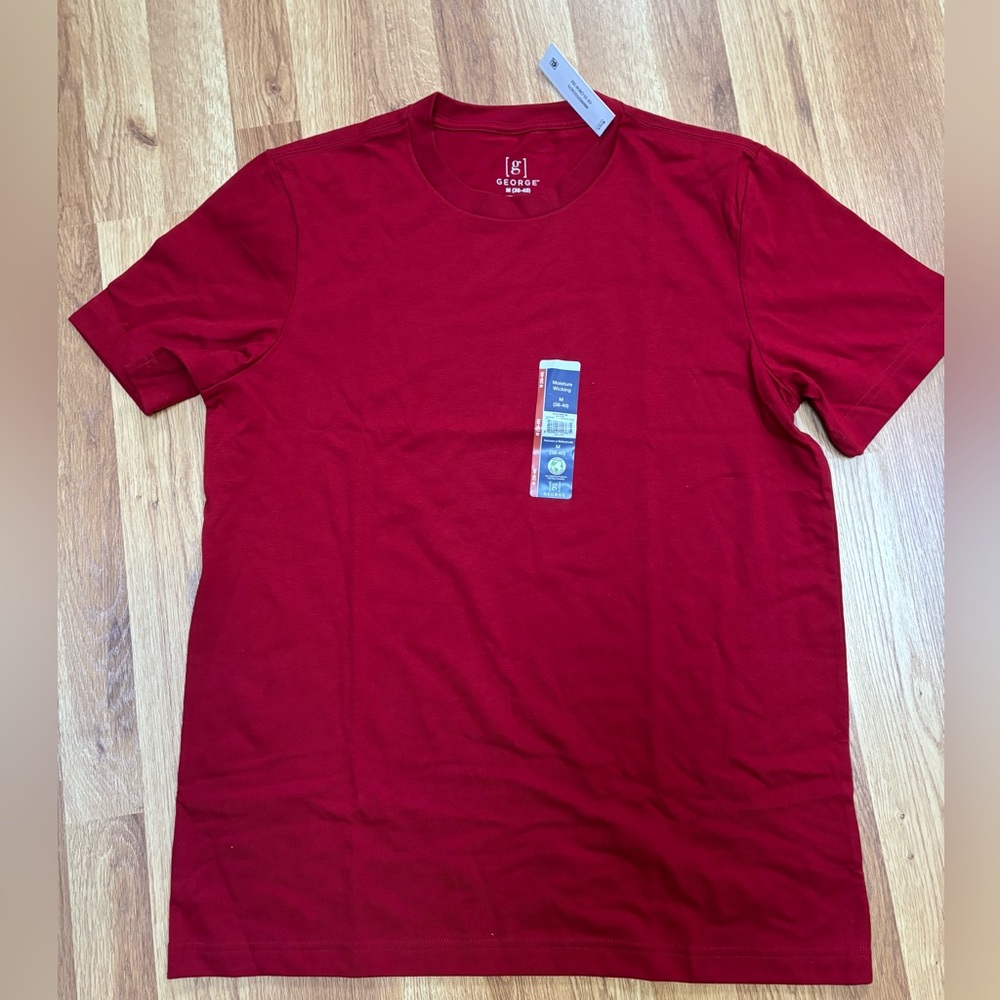 George Red T-Shirt Fits Chest 38-40 Moisture Wicking Short Sleeve Mens Medium